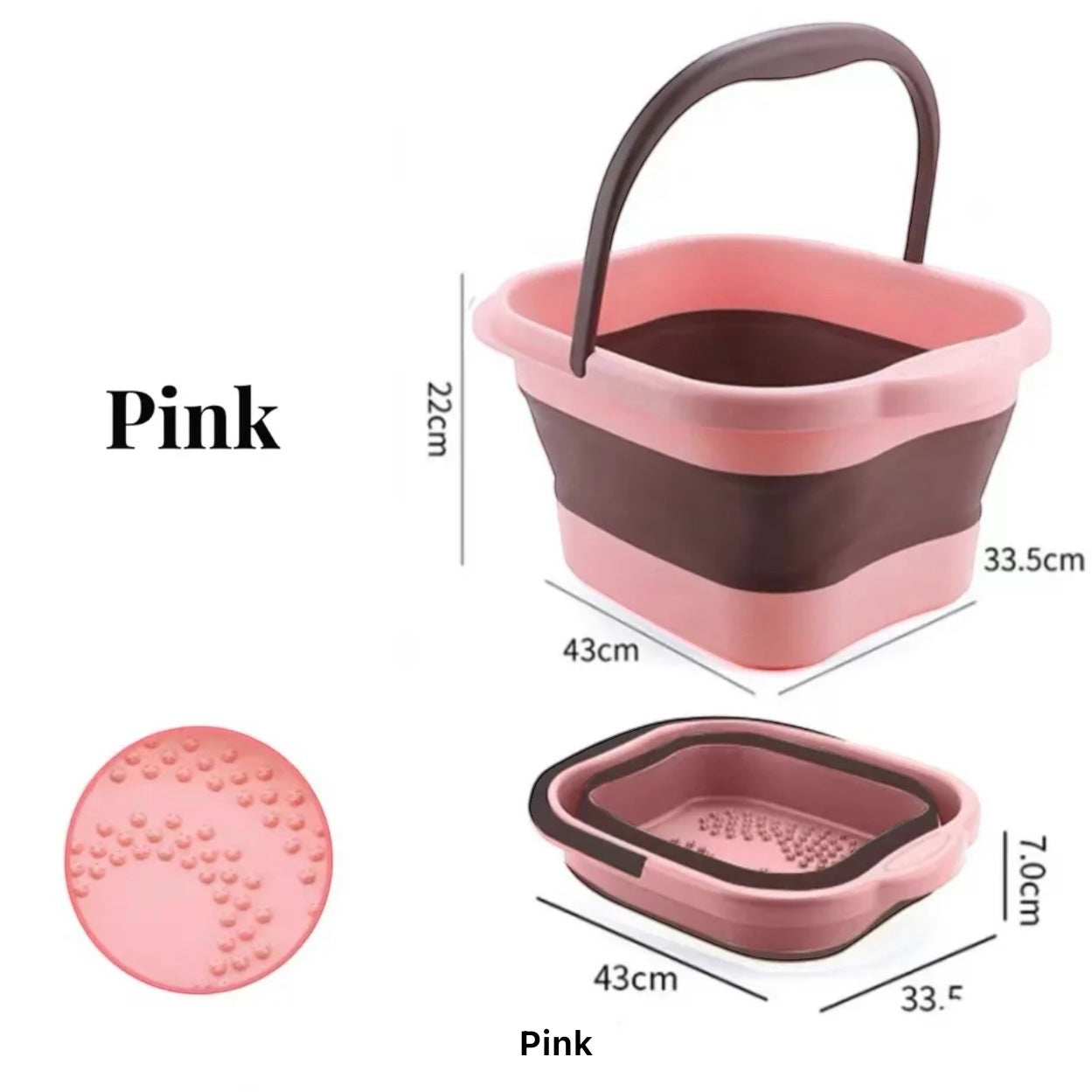 Foldable Pedicure Tub Basin - Pink Portable Foot Spa for Nail Pedicures