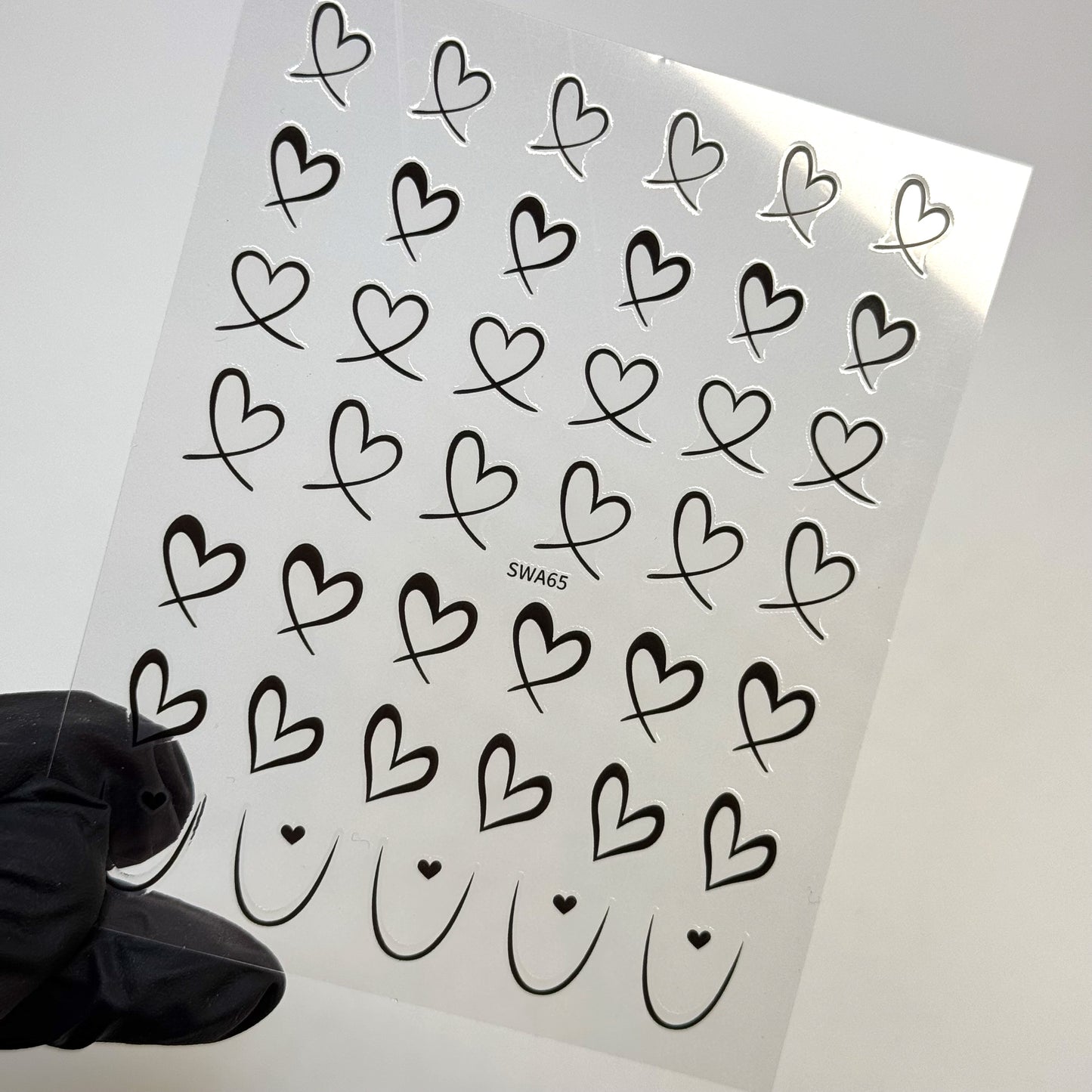 French & Heart Outline Black Nail Stickers - Easy-to-Apply Nail Art Decals