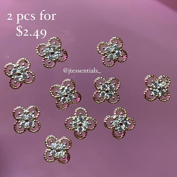 2 Gold clover charms-  high quality