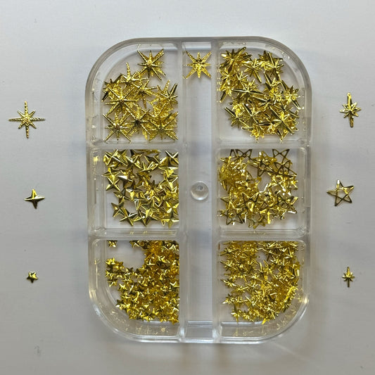 Gold Star Nail Decoration Box - 6 Different Styles for Stunning Nail Art