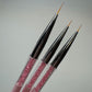 3-Piece Precision Nail Art Detail Liner Brushes - Pink Handle Set for Intricate Nail Art Designs