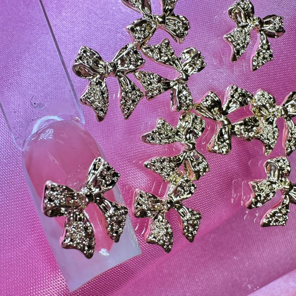 10 pcs Gold Bows - nail charms