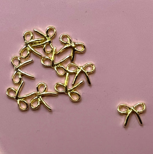 10 Pcs Thin Bow Gold Nail Charms - Elegant & Cute Nail Accessories
