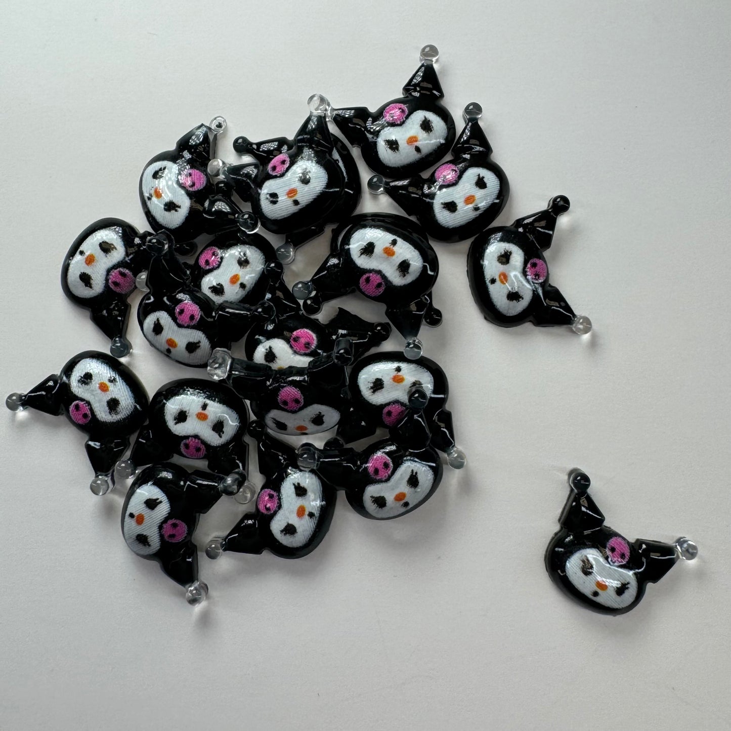 20 Pcs Kuromi face Nail Charm | Kawaii Nail Art Decoration