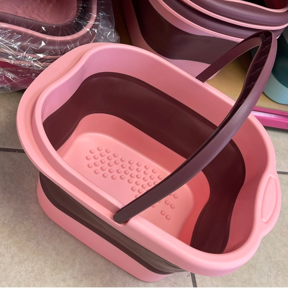 Foldable Pedicure Tub Basin - Pink Portable Foot Spa for Nail Pedicures