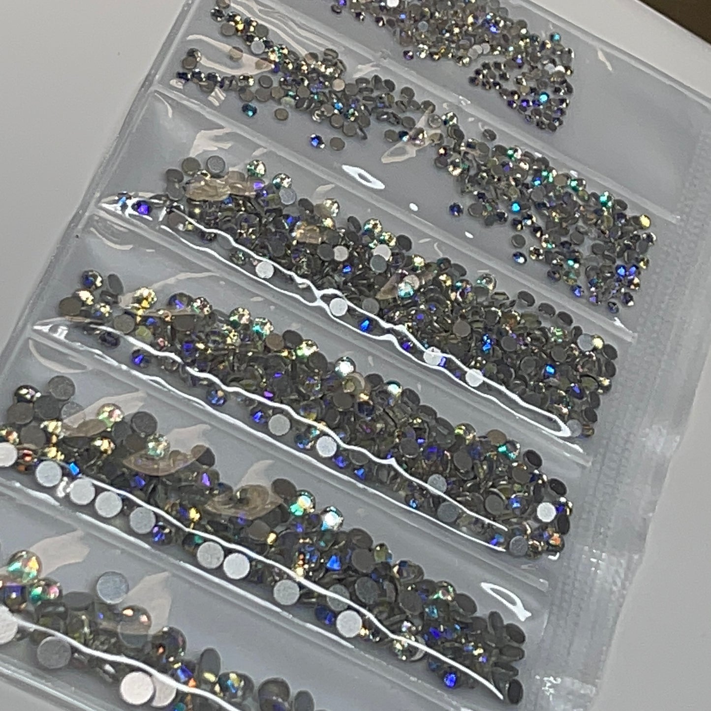 6 grit AB BLUE - rhinestone pack different sizes high quality crystals flat back