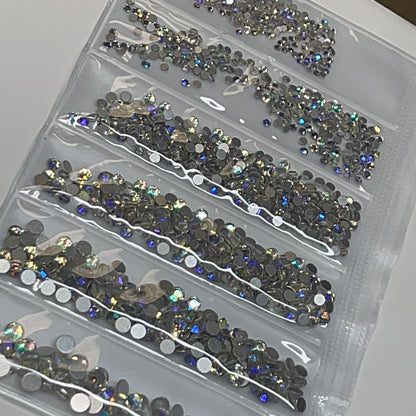 6 grit AB BLUE - rhinestone pack different sizes high quality crystals flat back