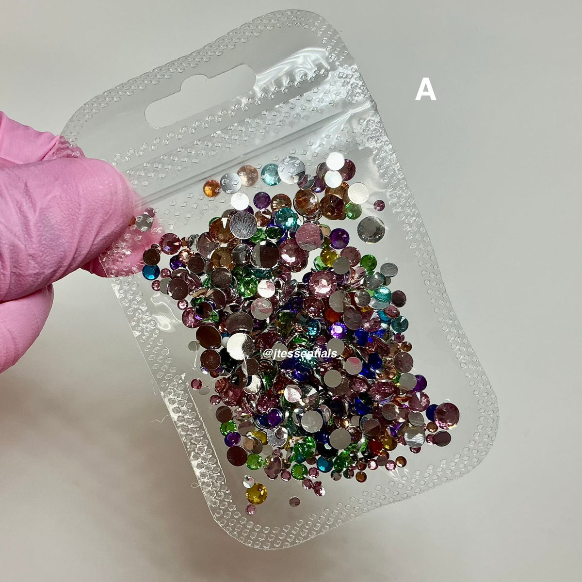 Rainbow color Mixed flat-back rhinestone/gems