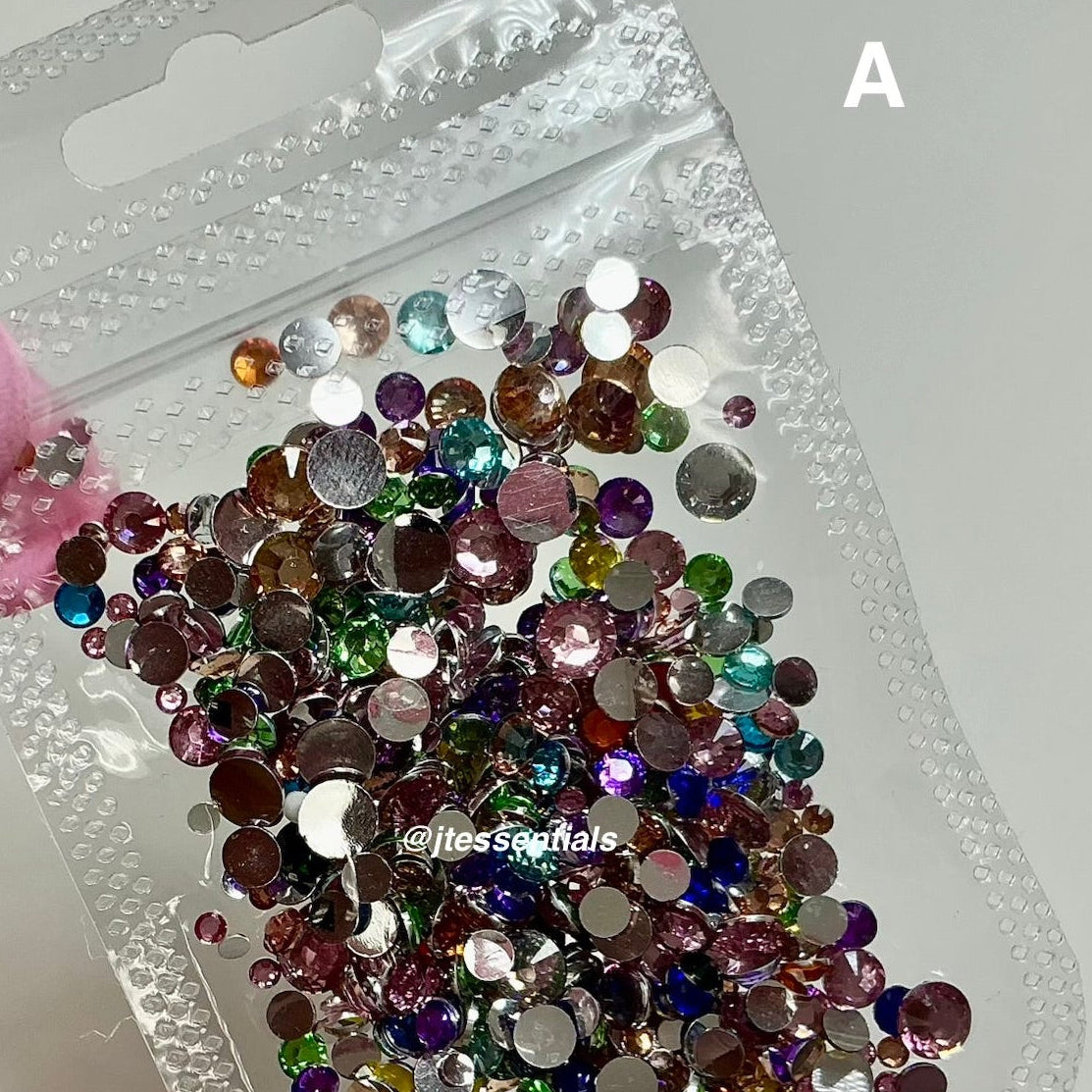 Rainbow color Mixed flat-back rhinestone/gems