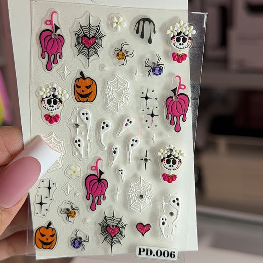 PD006 - Pink spooky Halloween characters nail sticker