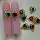 10 PCs Red & Green heart nail charm mix