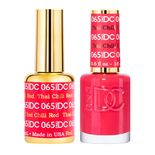 Thai Chilli Red #065 – DND Gel Duo | Bold Spicy Red Gel & Matching Lacquer | Long-Lasting Shine