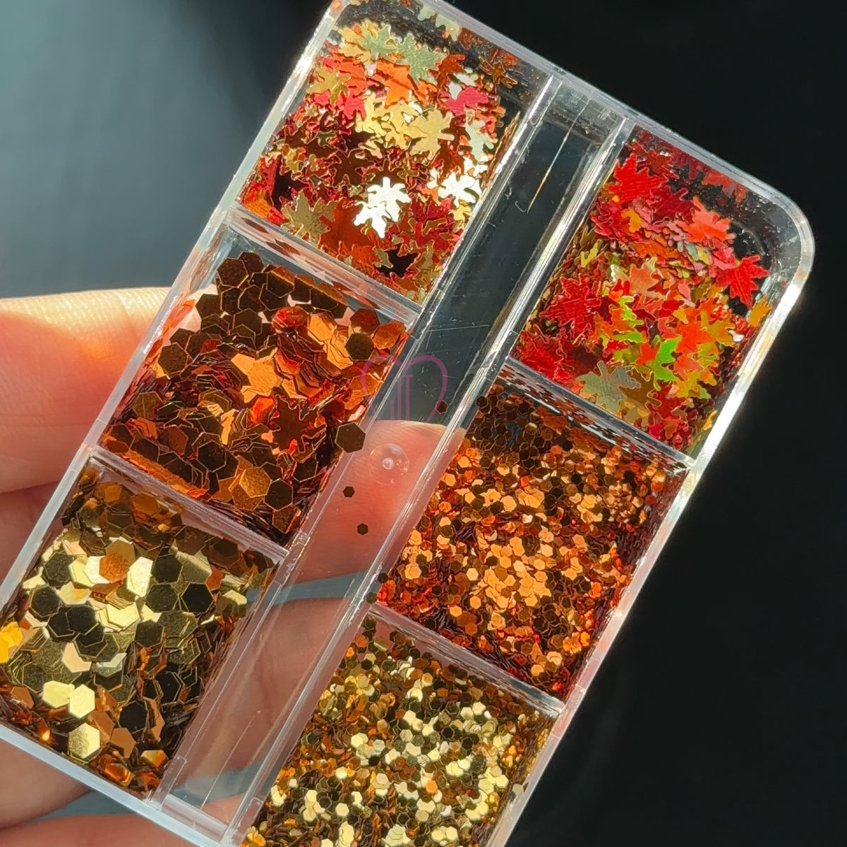 Autum glitter nail art- orange  & gold tones of fall
