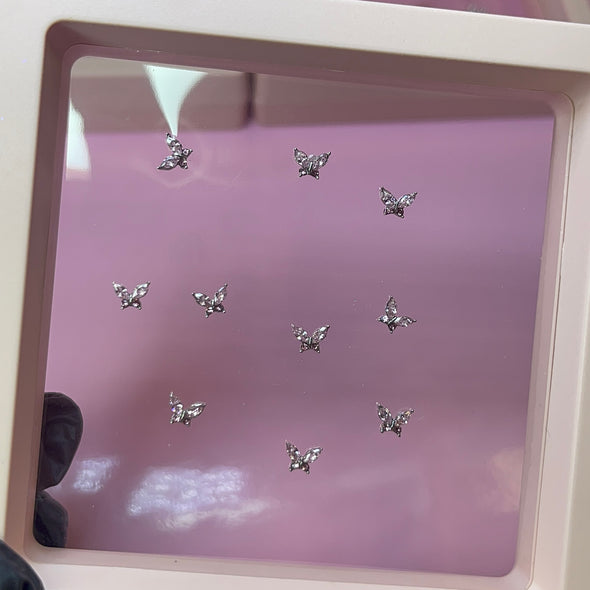 10 PCs mini Crystal butterfly - light pink