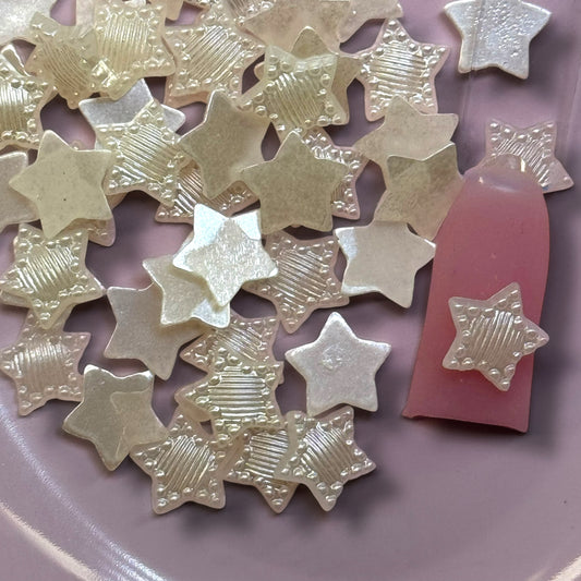 White Star Nail Charms – 3D Pearl Accent Stars for Acrylic