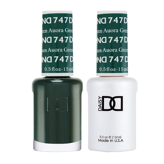 DND #747 Aurora Green – Gel & Regular Polish Duo | Iridescent Emerald Green Nail Color
