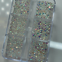 Clear AB -6 grit nail rhinestone crystal flat back 6 different sizes