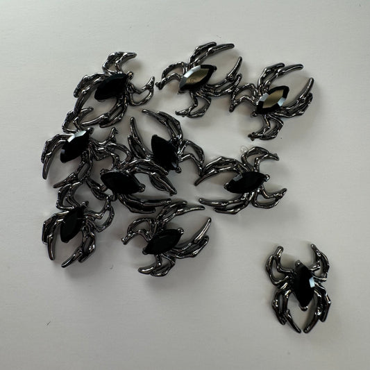 10 pcs Spider Nail Charms - spider black crystal