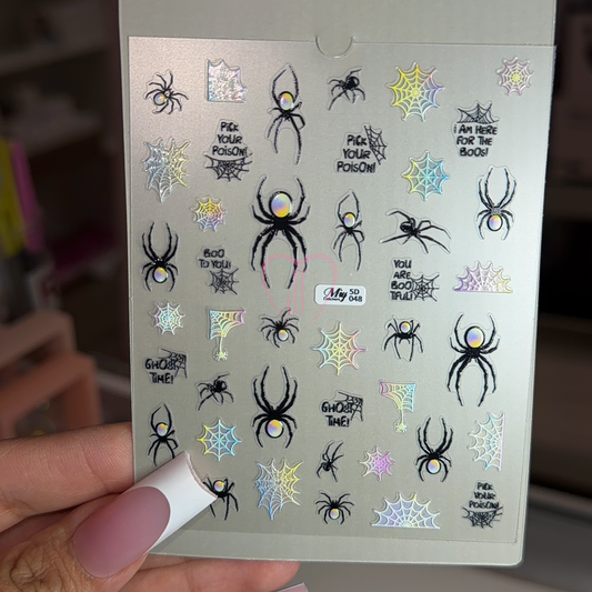 MIY-5D048 - Black spiders, webs and icons nail sticker