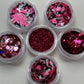 02 | 6-Piece Glitter Nail Art Set - Pink Heart Decorations for Stunning Designs