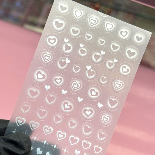 02 Airbrush Effect Heart Nail Sticker Sheet - Perfect for Nail Art Designs