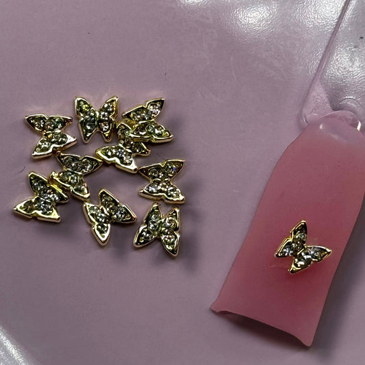 10 pcs GOLD Mini Butterfly Nail Charms – Tiny Butterfly Nail Art