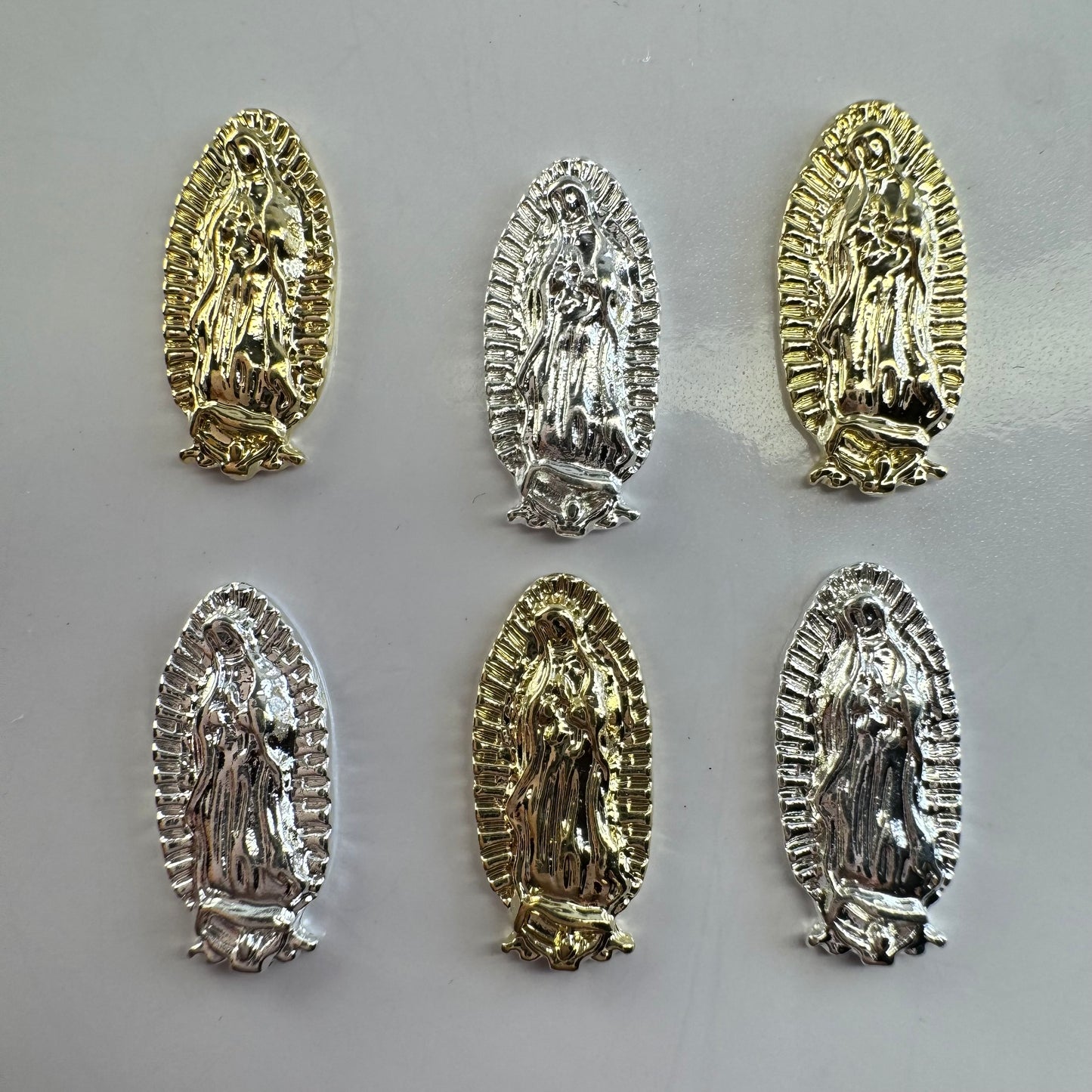 6 Pcs Virgencita Nail Charms - 3 Silver & 3 Gold Virgin Mary Nail Art Decorations