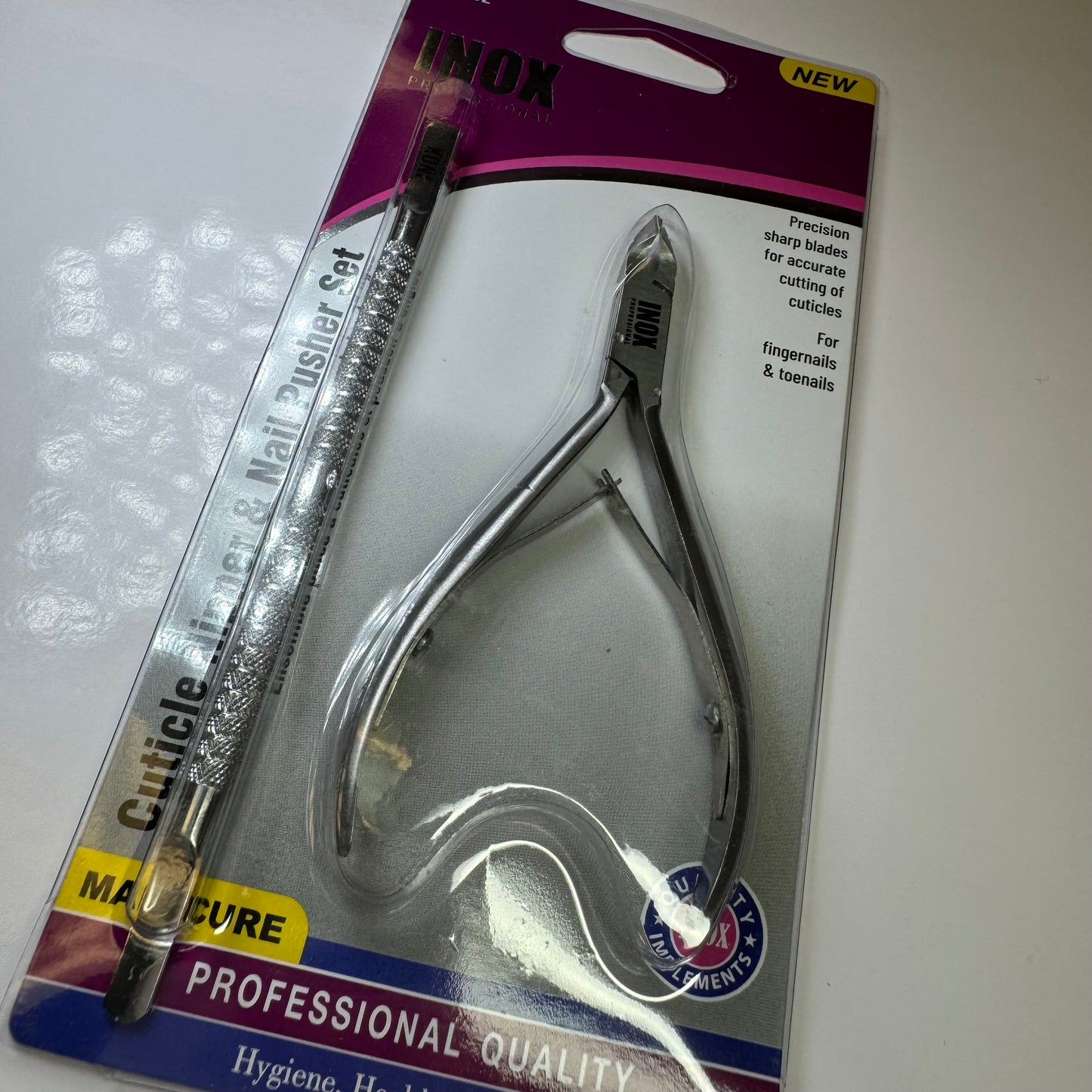 Cuticle Nipper & Nail Pusher Set- INOX