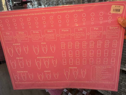 Beginner Nail tech Practice Acrylic Mat-Silicone Acrylic Application Nail Tech Training Mat