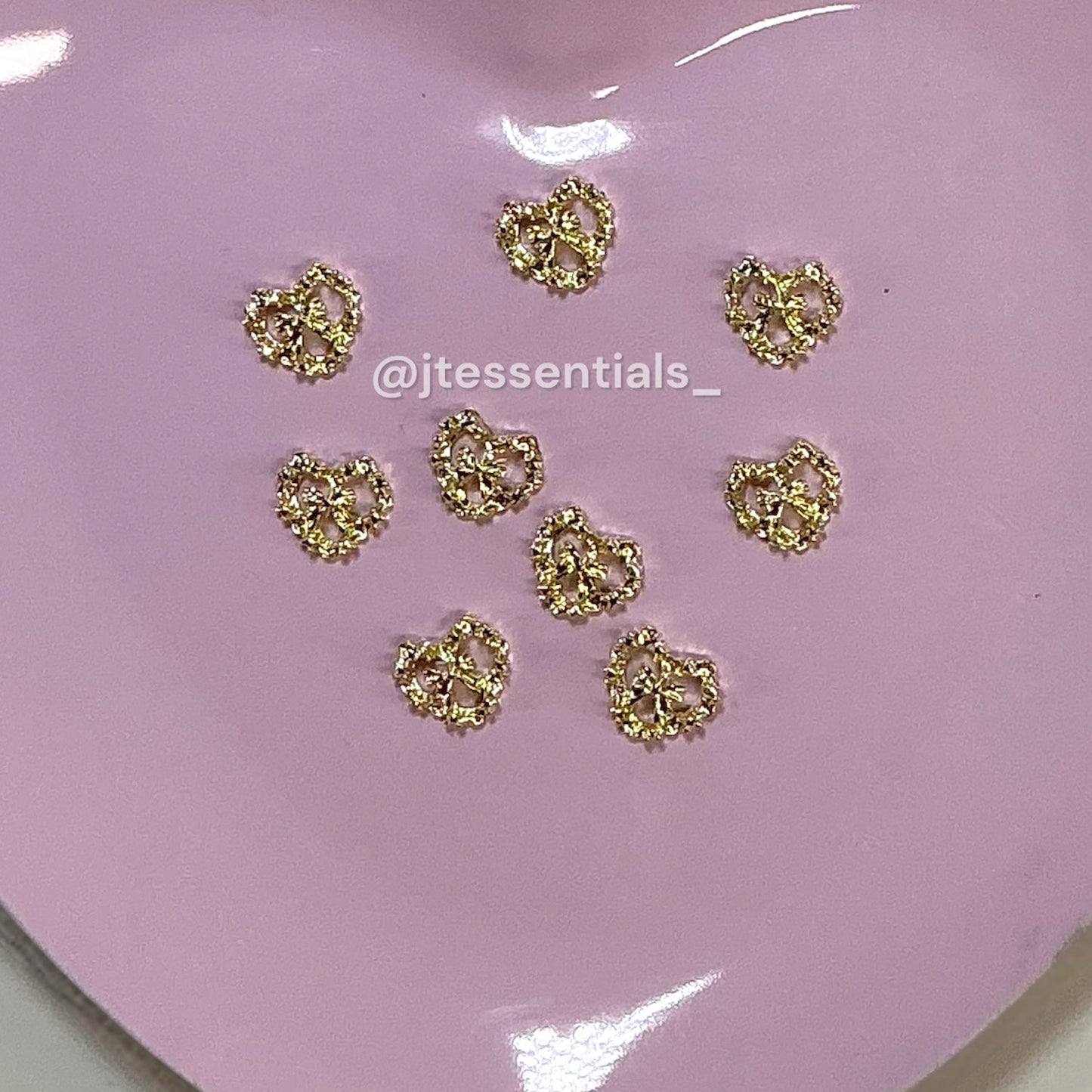 10 pcs -Heart Bow Nail Charm