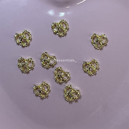 10 pcs -Heart Bow Nail Charm