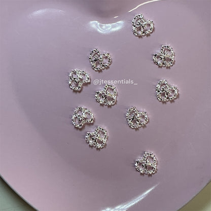 10 pcs -Heart Bow Nail Charm