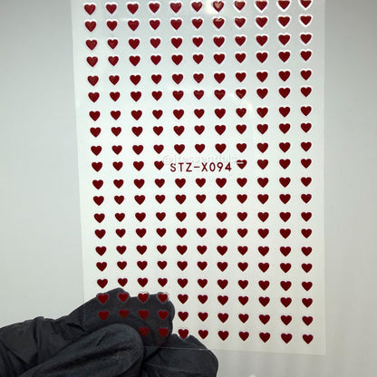 Mini Red Heart Nail Stickers | Valentine Nail Art X094