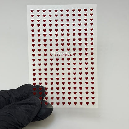 Mini Red Heart Nail Stickers | Valentine Nail Art X094