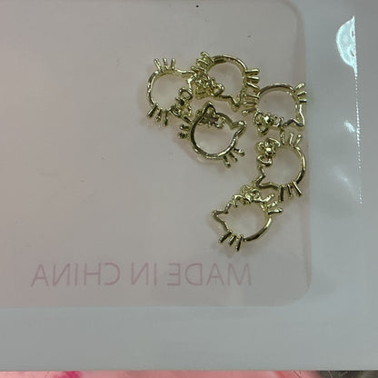 01-Gold Nail charms kitty