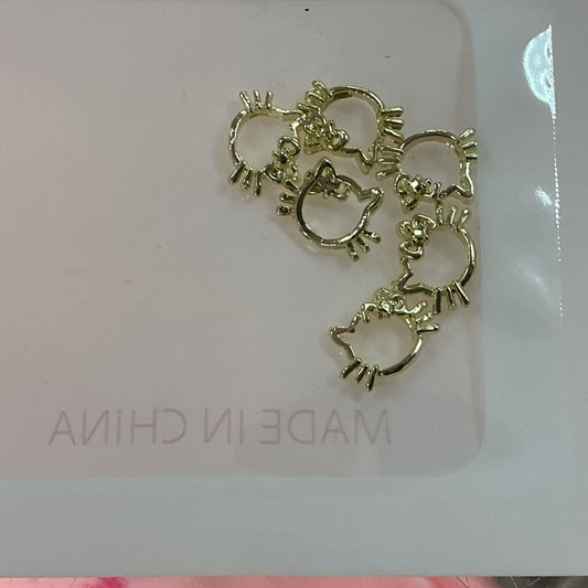 01-Gold Nail charms kitty