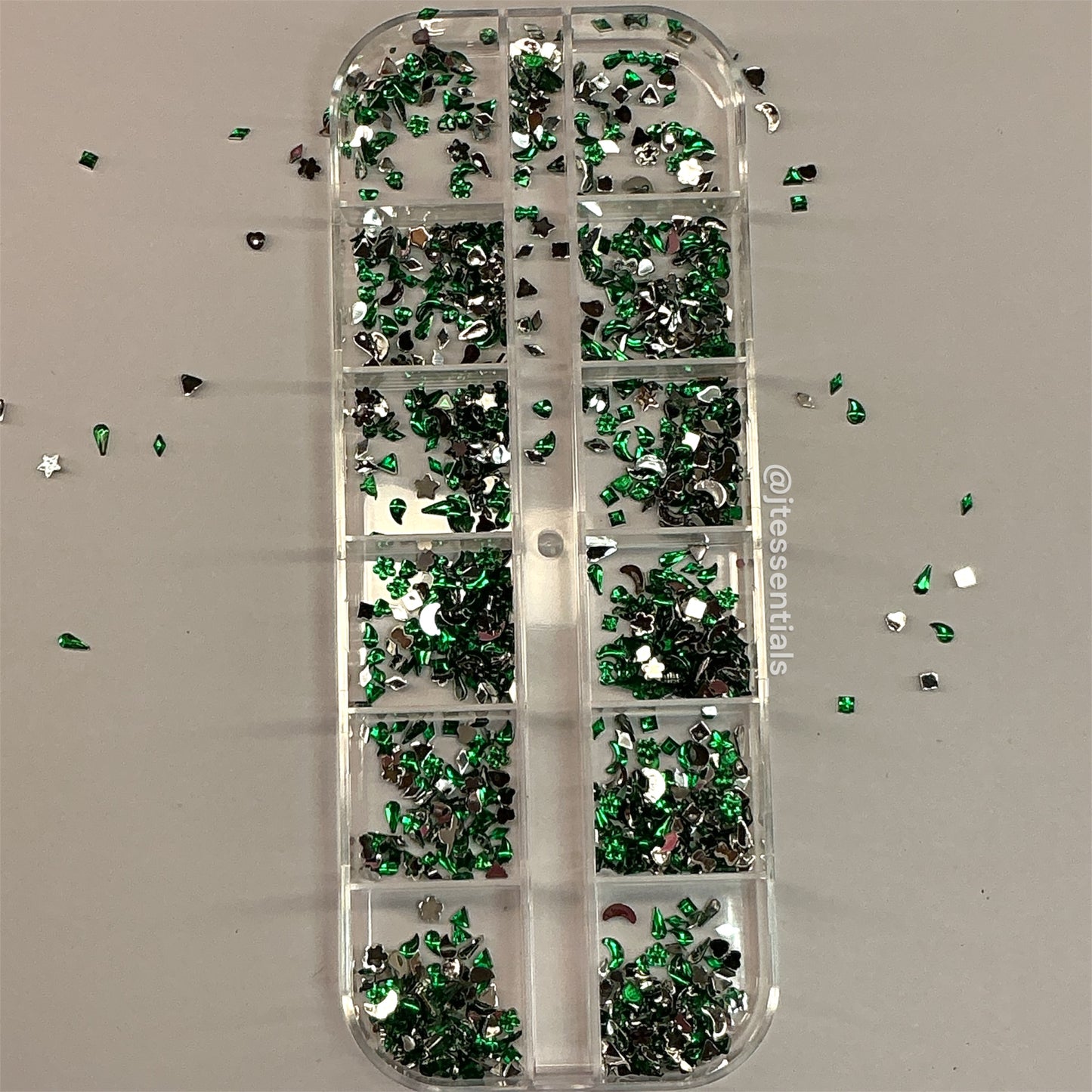 Green Mixed Rhinestone, Heart,Flower, Bow Nail Charms Set – Crystal Nail Art