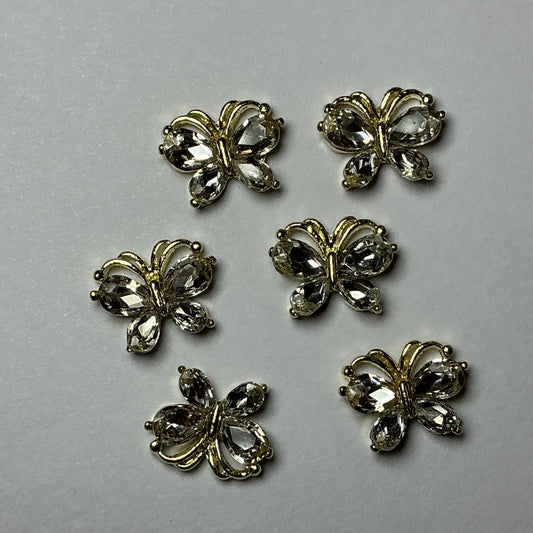 6 PCs Crystal butterfly - Gold