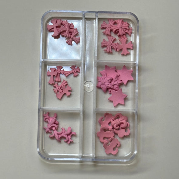 30 PCs-Pink Cross mix Nail Charm box