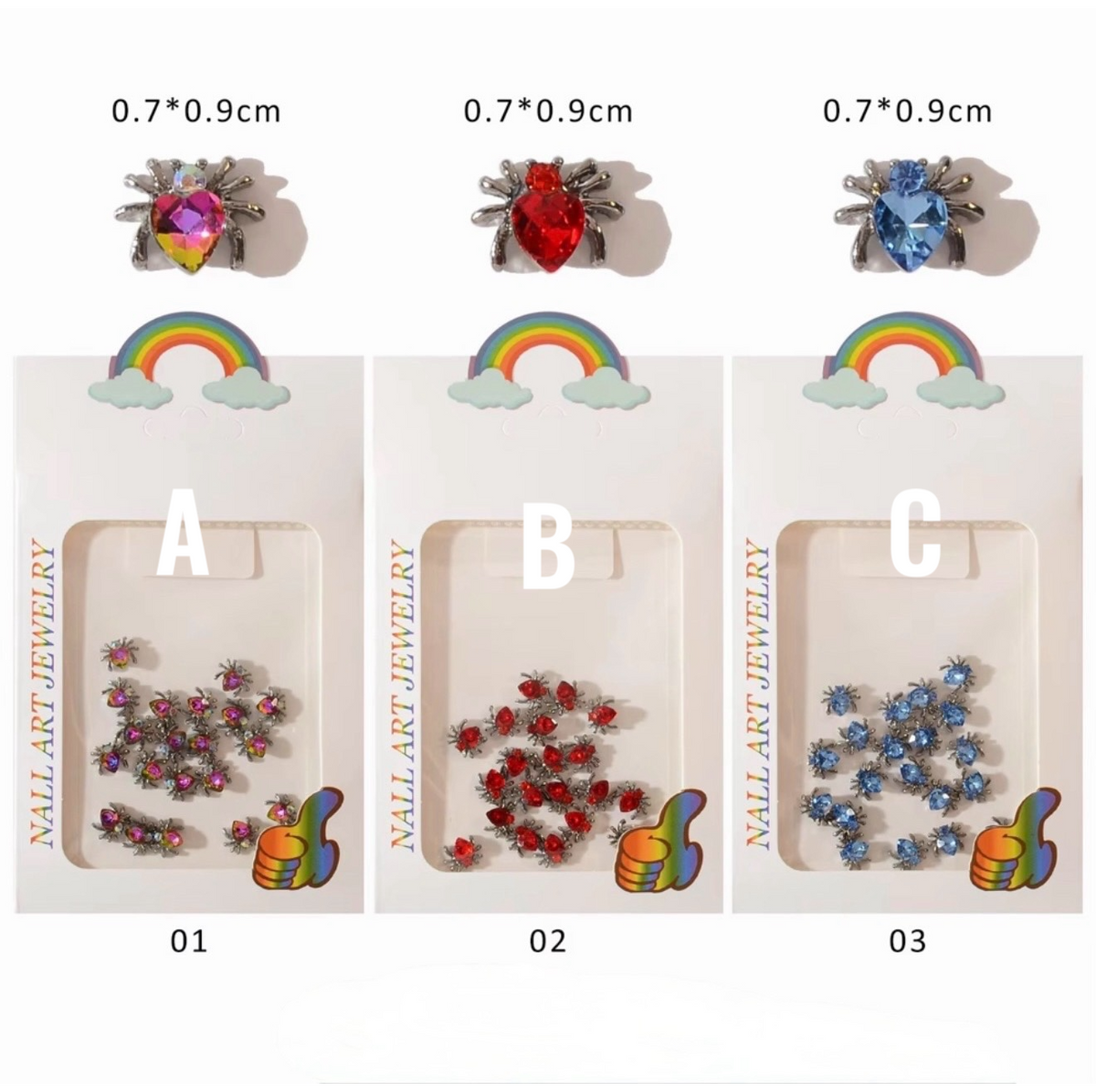 Cute heart Spider nail charms - Halloween