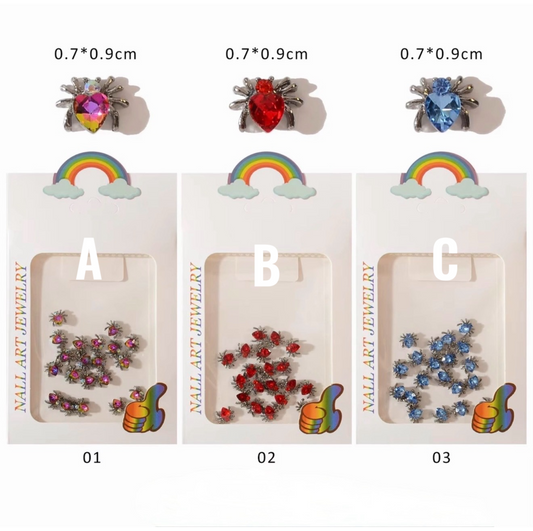 Cute heart Spider nail charms - Halloween