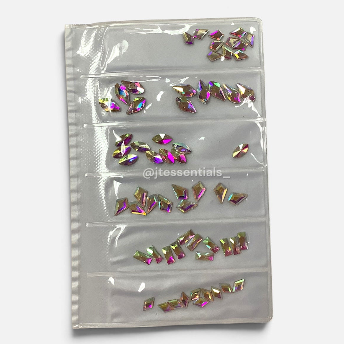 Silver AB Rhinestone Shape- 6 grit pack of crystals for nail decoration