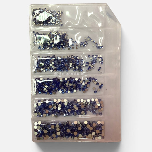 6 grit Light Blue - Rhinestone pack different sizes high quality crystals flat back