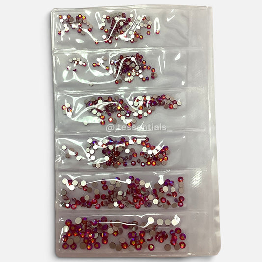 6 grit Magenta AB- Rhinestone pack different sizes high quality crystals flat back