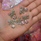 Silver Bow Heart Nail Charm | Rhinestone silver/pink color