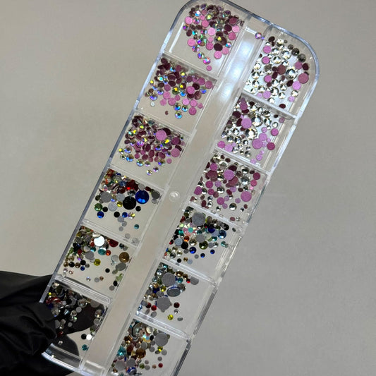 AB & COLORFUL 12 Rhinestone Nail Art Box – Gems for Nails - JTessentials