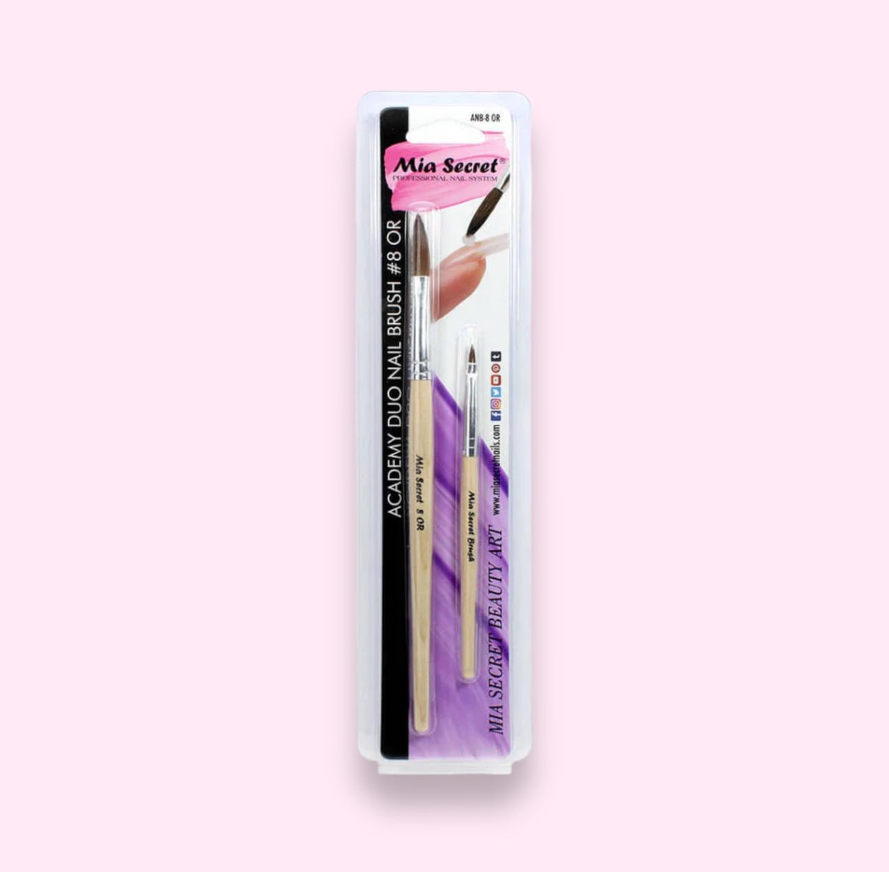 Academy Duo Nail Brush Mia secret AB - 8 round - JTessentials