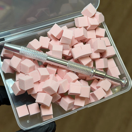 Baby pink 100Pcs Soft Nail Sponges for Ombre - Nail Art Sponges with Grabbing Pen - JTessentials