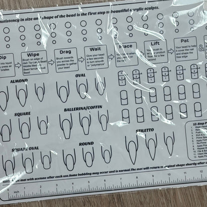 Beginner Nail tech Practice Acrylic Mat-Silicone Acrylic Application Nail Tech Training Mat - JTessentials