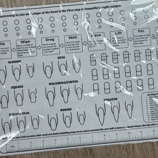 Beginner Nail tech Practice Acrylic Mat-Silicone Acrylic Application Nail Tech Training Mat - JTessentials
